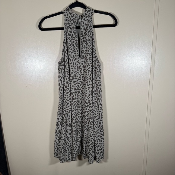 Anthropologie Cloth&Stone Cheetah Halter Mini Dress size Small - Picture 3 of 7